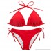 Zando Women's Triangle Bikini Swimsuit Padded Halter Bathing Suit Swimwear Push Up Tie Side Bottom 2 Piece Bikini Set Red B07N6GV4P6